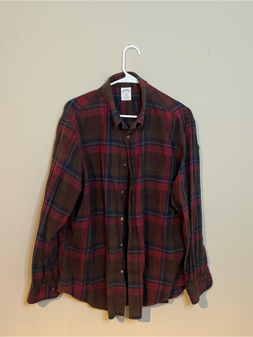 Brooks Brothers Red and Green Plaid Button-Down Shirt